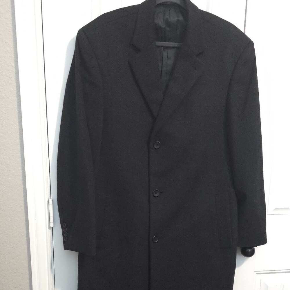 Turnbury Dark Charcoal Gray Cashmere Long Dress Overcoat - Men's Size 40L
